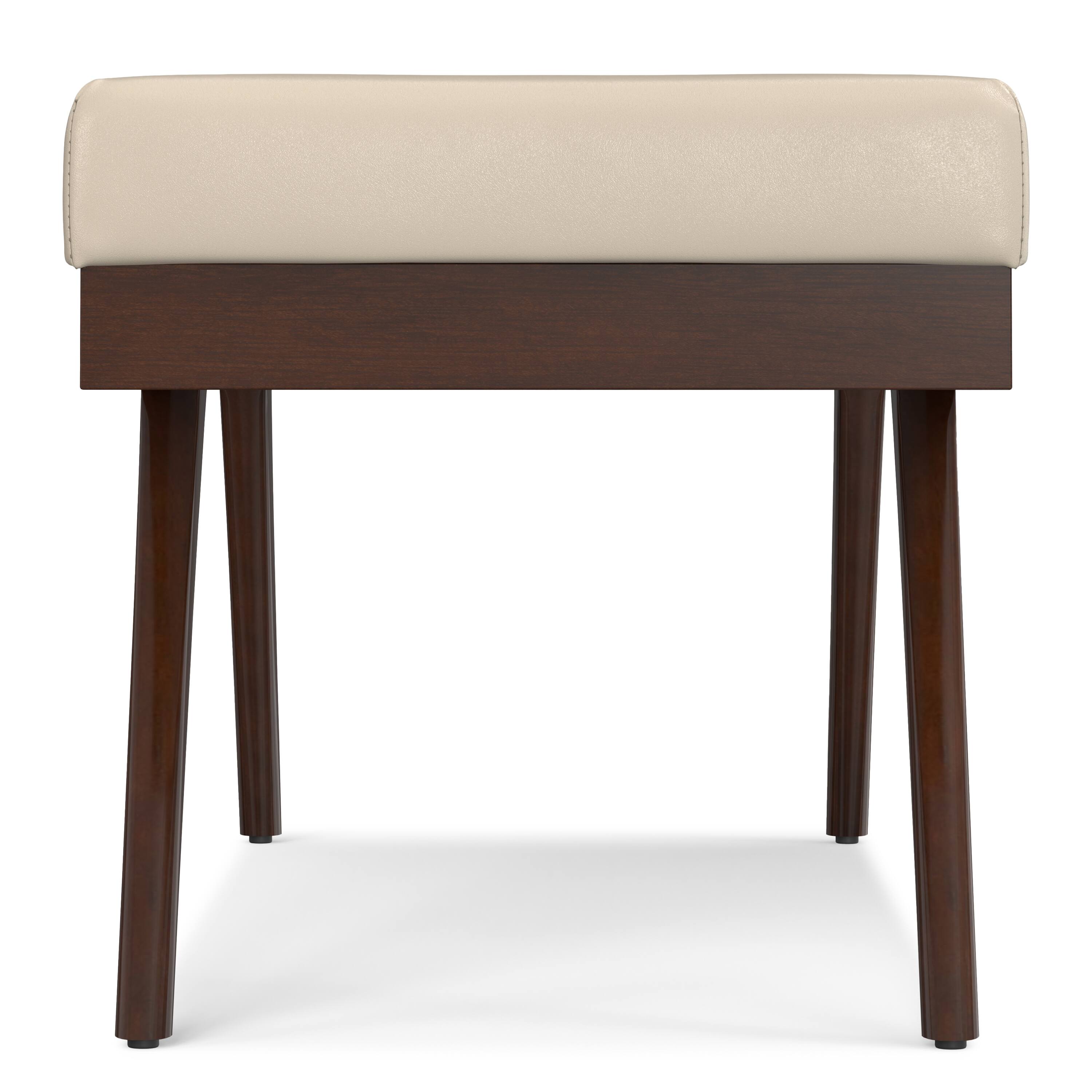 Alt View 1. Simpli Home - Chanelle SOLID HARDWOOD Mid Century Ottoman Bench in Satin Cream - Satin Cream.