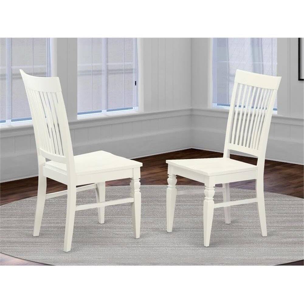 Angle. East West Furniture - Weston Dining Wood Seat Dining Chair with Slatted Back in in Linen White Finish - Linen White.