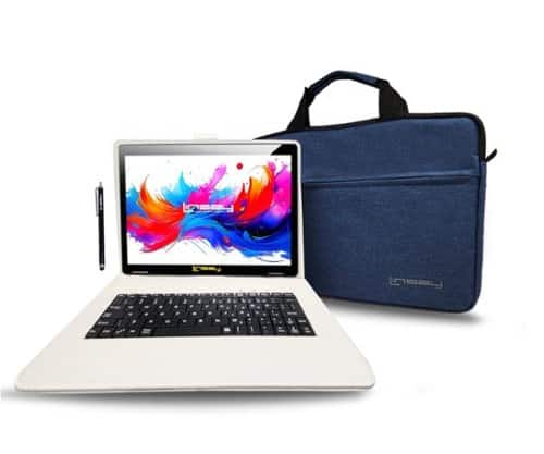 LINSAY - 10.1" Octa Core 256GB Storage Android 15 with Unique Oracle Keyboard Case and Tablet Briefcase - White