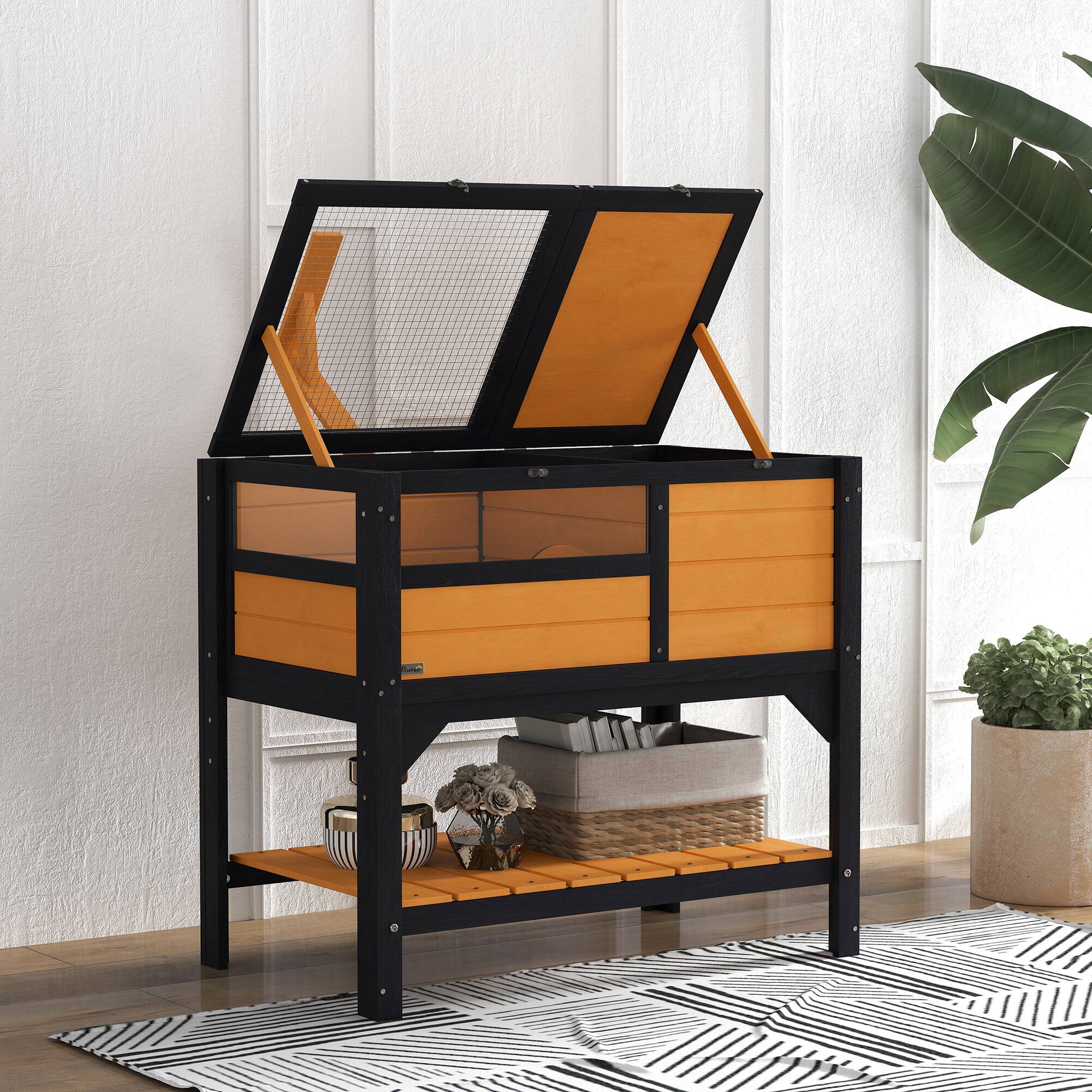 Alt View 5. Pawhut - Tortoise Habitat with Shelf Storage, Weather Protection, Gift Accessory, Reptile Enclosure, Tray, Light Support Frame.