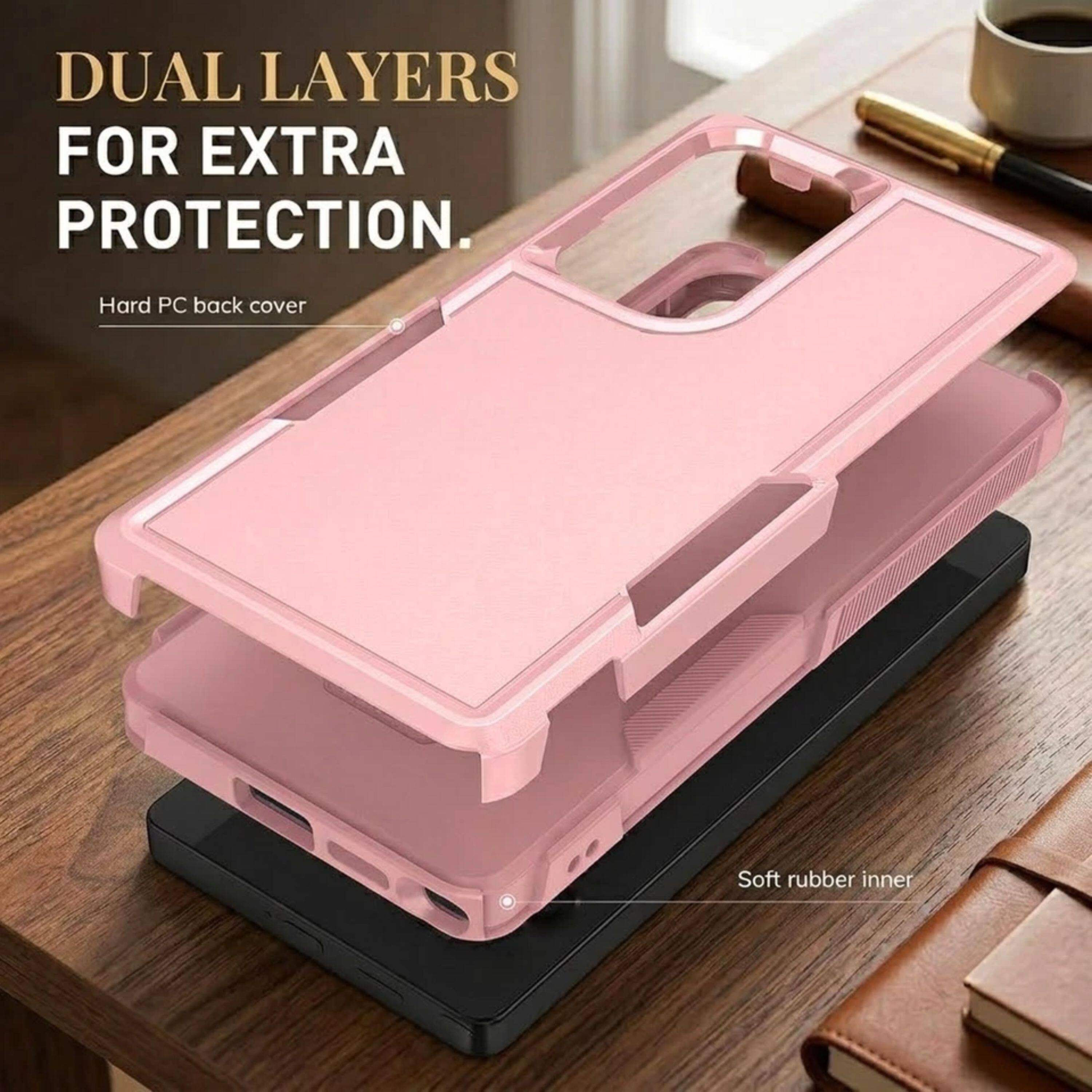 DUAL LAYERS FOR EXTRA PROTECTION.  
Hard PC back cover  
Soft rubber inner