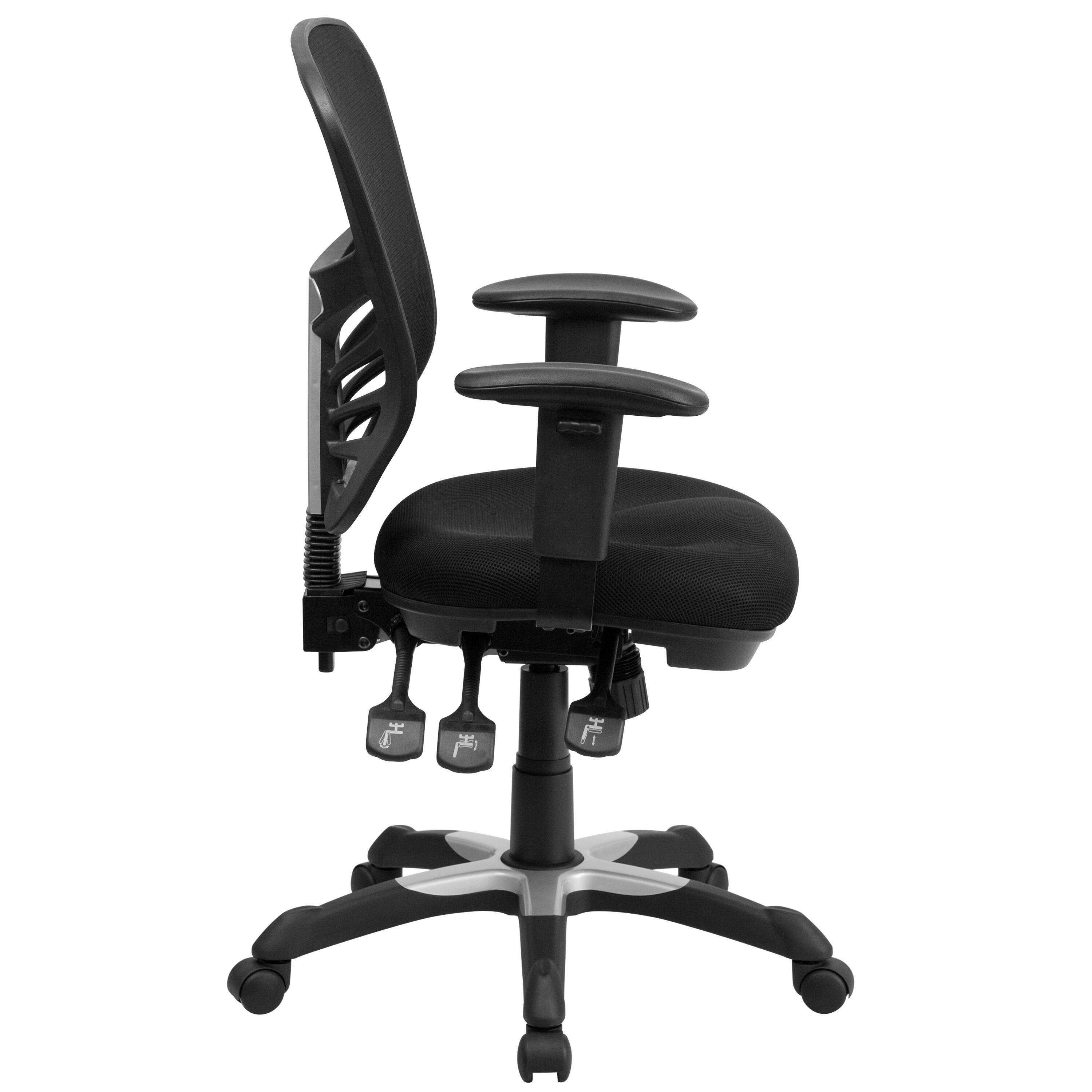 Alt View 6. Emma + Oliver - Mid-Back Mesh Multifunction Executive Swivel Ergonomic Office Chair with Adjustable Arms - Black/Black Frame.