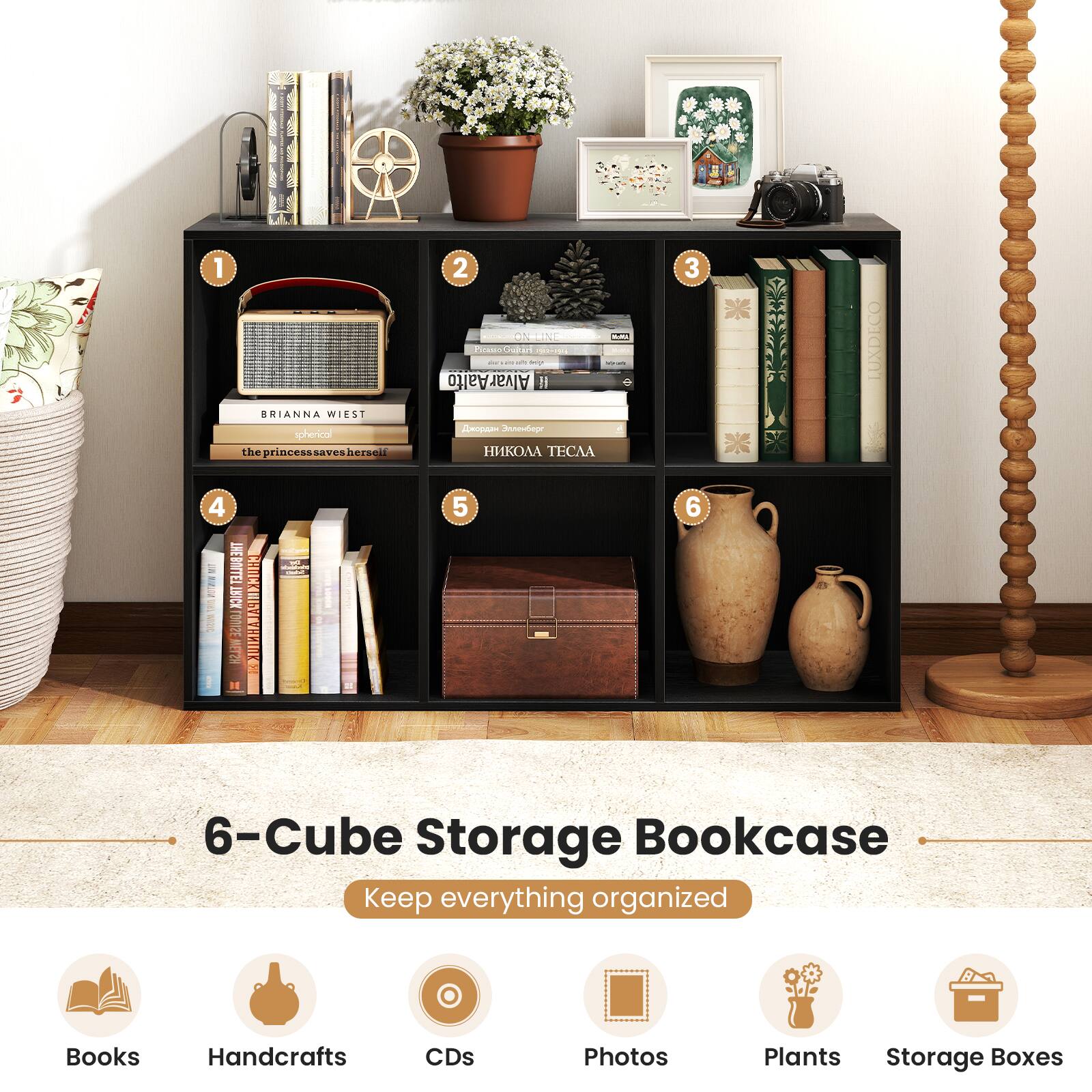 A I 1 2 H OF - tnsCoakeri TM2 - - : AlvarAalto li BRIANNA WIEST spherical the theprincesssaveaheracii CAA 3 LUXDECO 4 NEBOFTE O 751101 W2E 5 a 6-Cube Storage Bookcase Keep everything organized Books Handcrafts CDs Photos Plants Storage Boxes