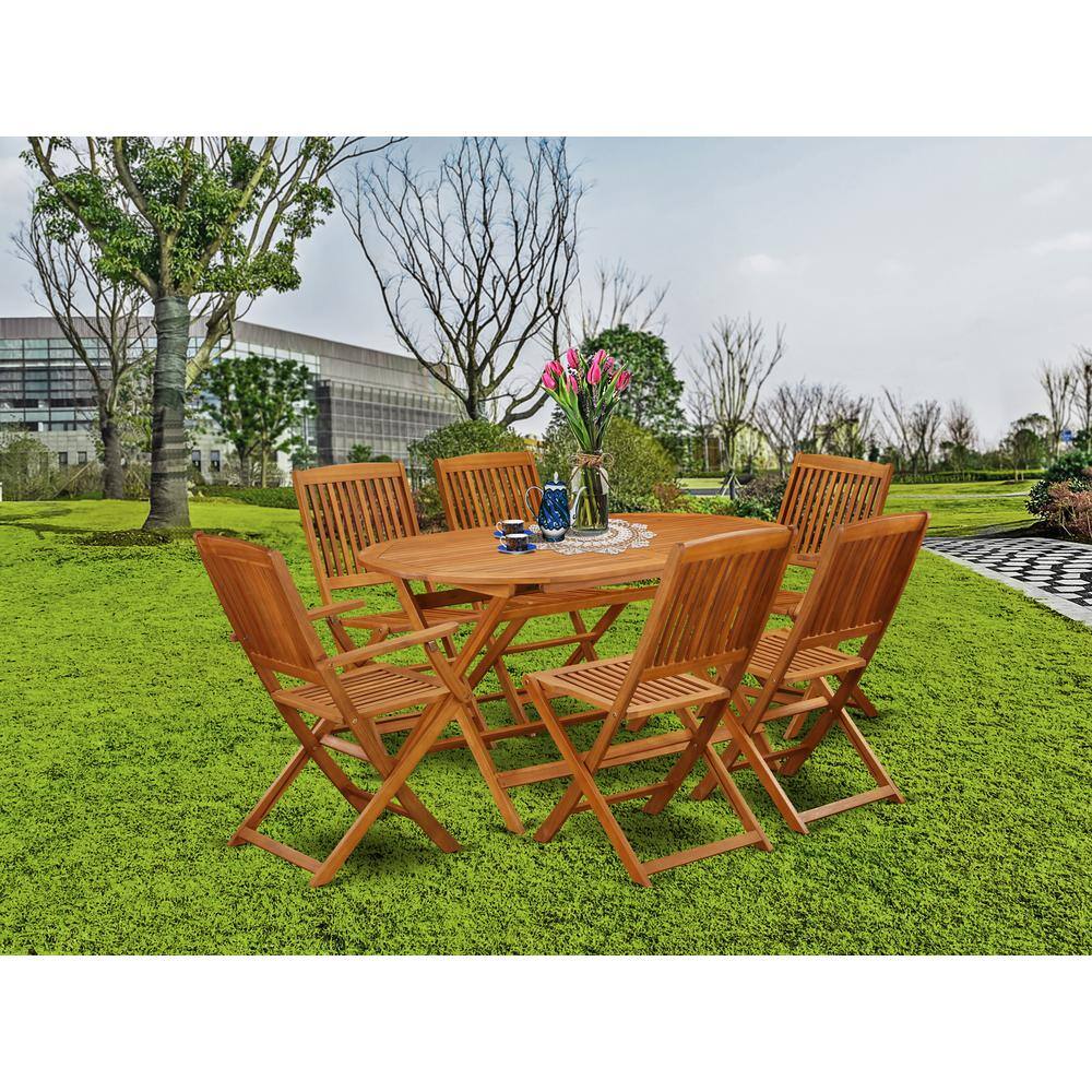 Back. East West Furniture - Wooden Patio Set Natural Oil - Brown.