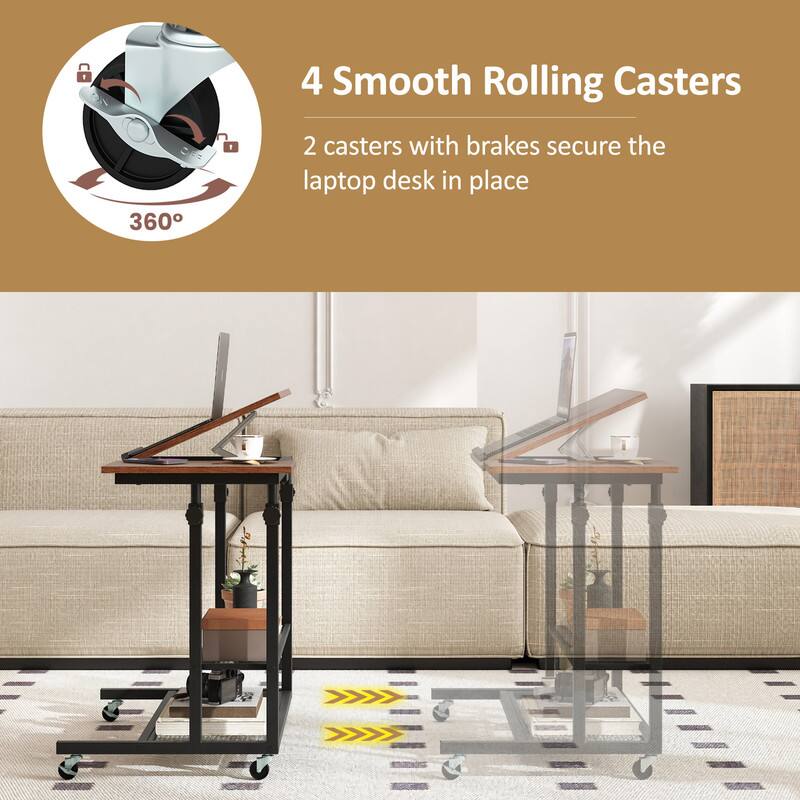 4 Smooth Rolling Casters  
2 casters with brakes secure the laptop desk in place