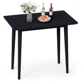 Costway - 1 PCS 34" Rectangular Wooden Dining Table with Rubber Wood Legs for Apartment Breakfast - Black