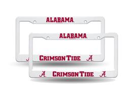 Rico Industries - Alabama Crimson Tide Raised Letter White Plastic License Plate Frame - Set of 2 Frames - Multi
