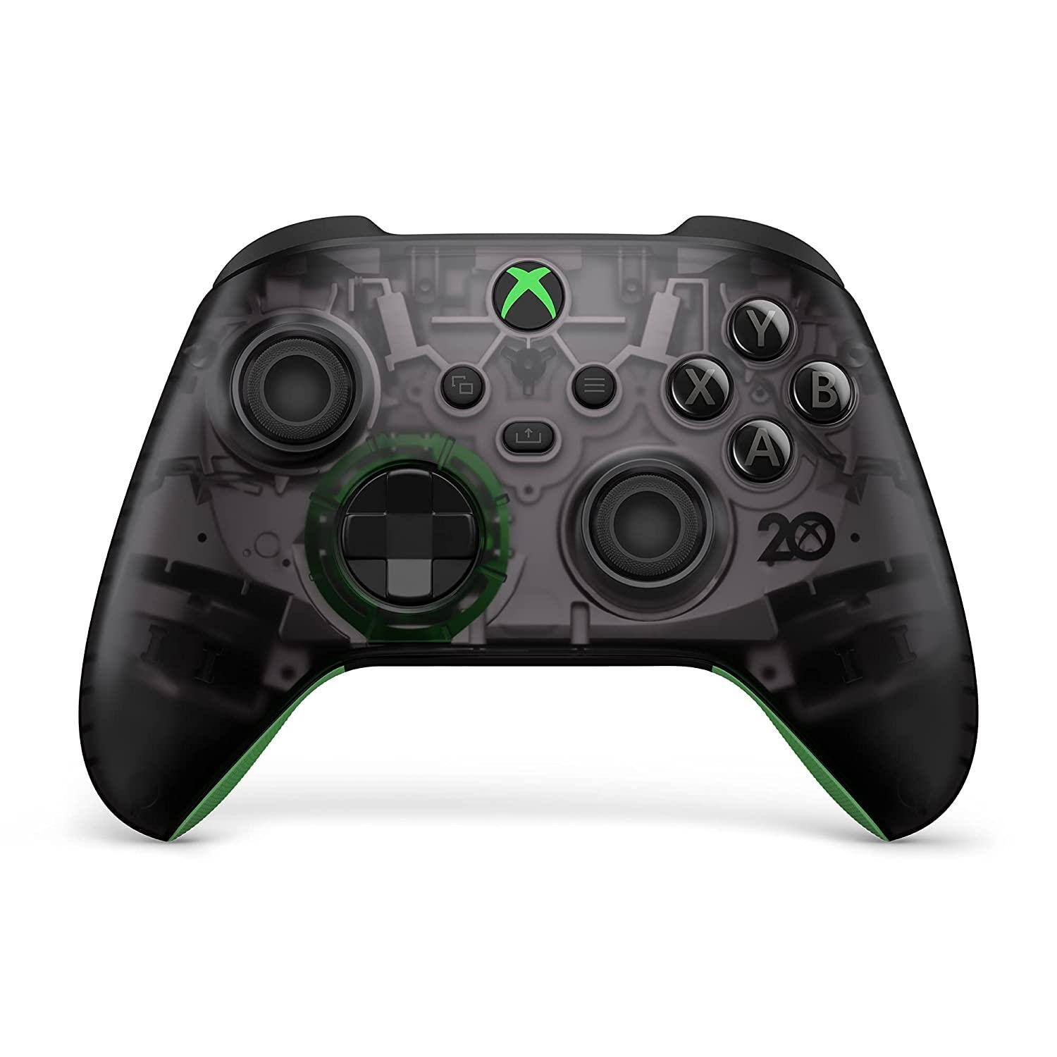 Back. Microsoft - XBOX Wireless Controller: 20th Anniversary Special Edition XBOX - Black with green.