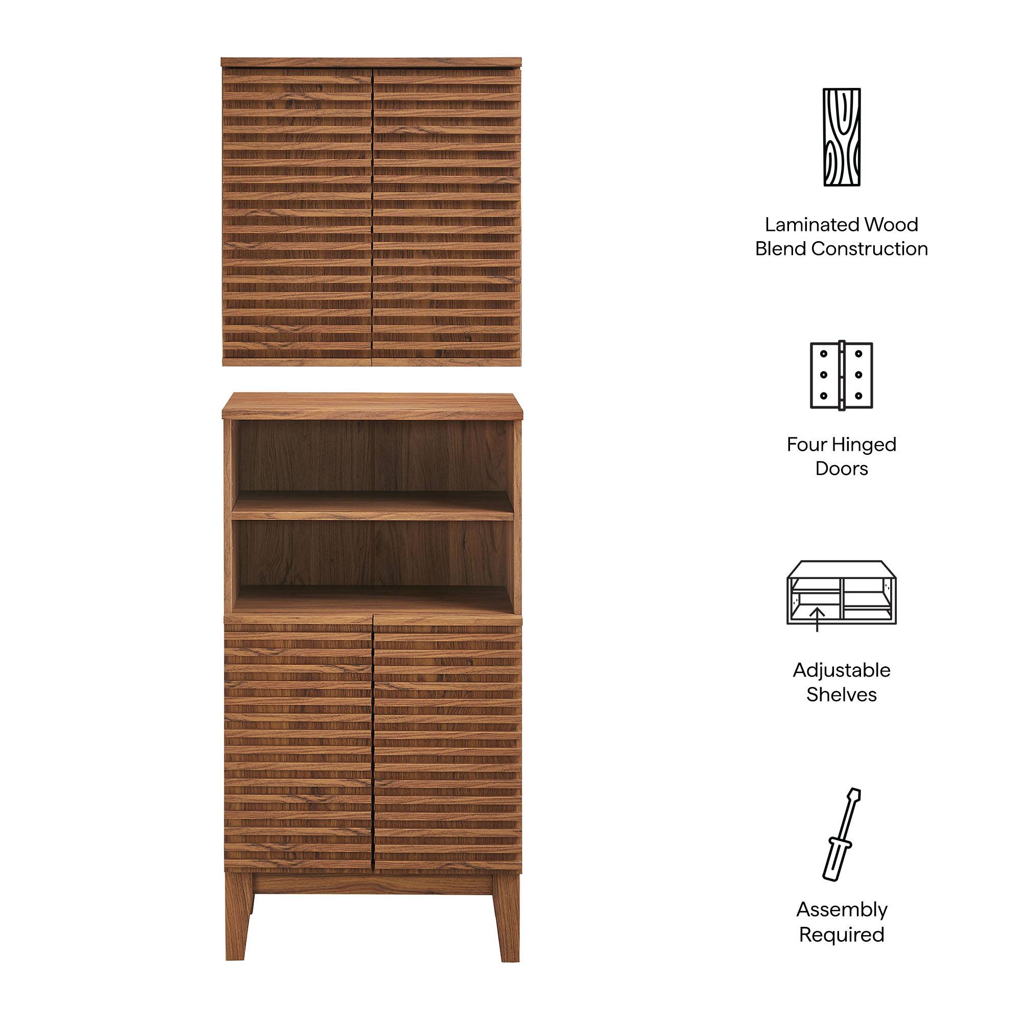 Laminated Wood Blend Construction  
Four Hinged Doors  
Adjustable Shelves  
Assembly Required