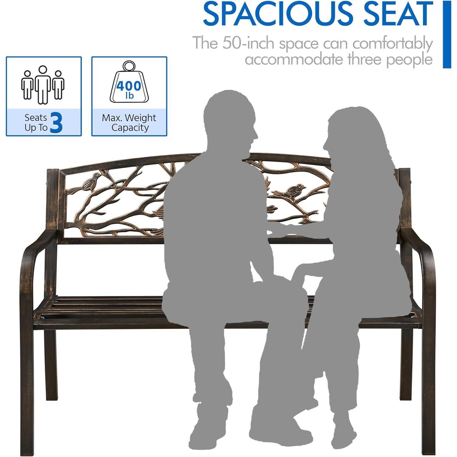 SPACIOUS SEAT  
The 50-inch space can comfortably accommodate three people  

Seats Up To 3  
Max. Weight Capacity 400 lb
