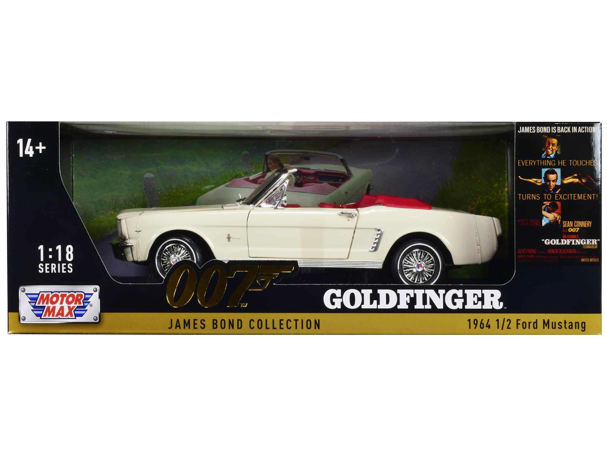 "1964 1/2 Ford Mustang Convertible White w/Red Interior James Bond 007 ""Goldfinger"" (1964) 1/18 Model Car by Motormax" price history on PriceWatchPro