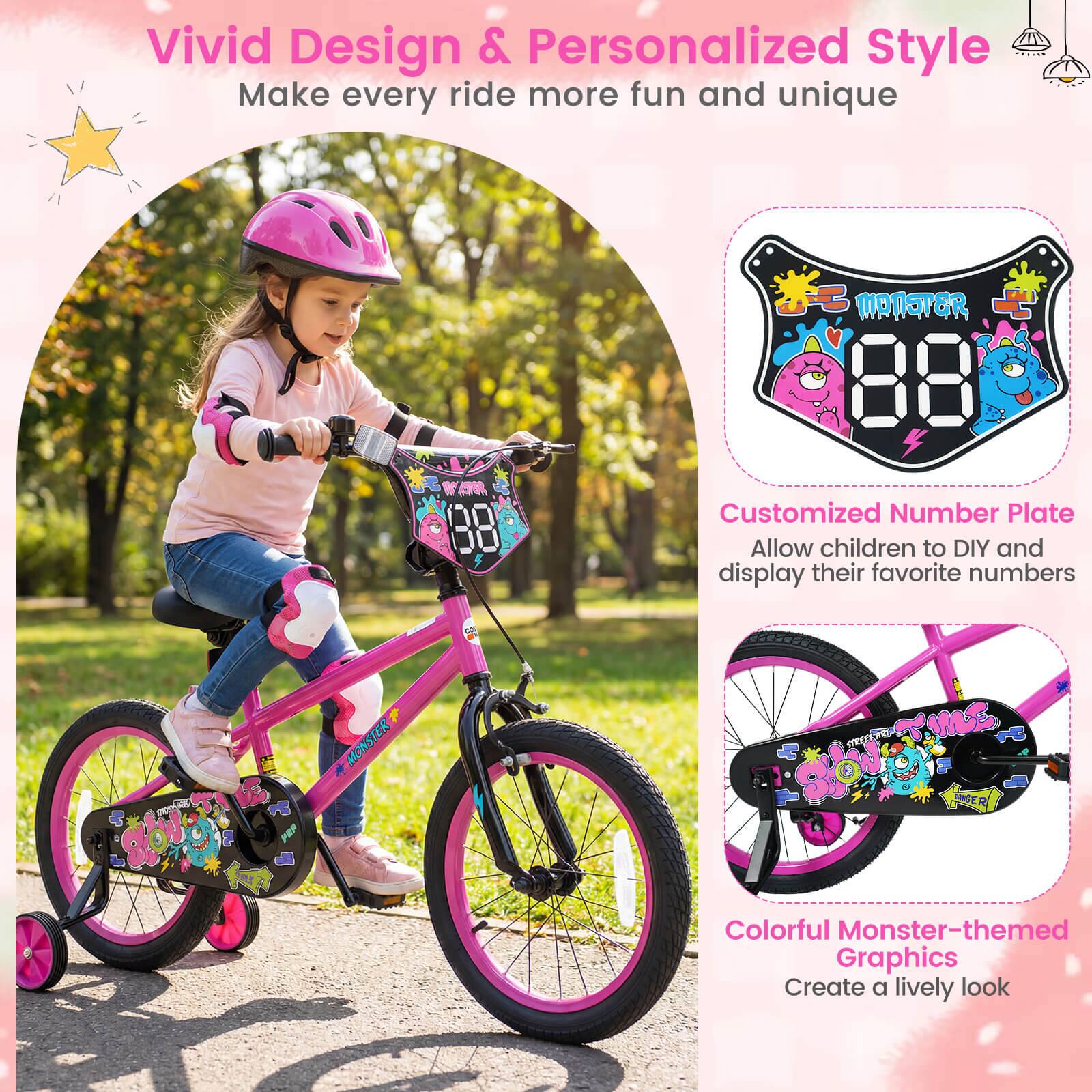 Vivid Design & Personalized Style  
Make every ride more fun and unique  

Customized Number Plate  
Allow children to DIY and display their favorite numbers  

Colorful Monster-themed Graphics  
Create a lively look