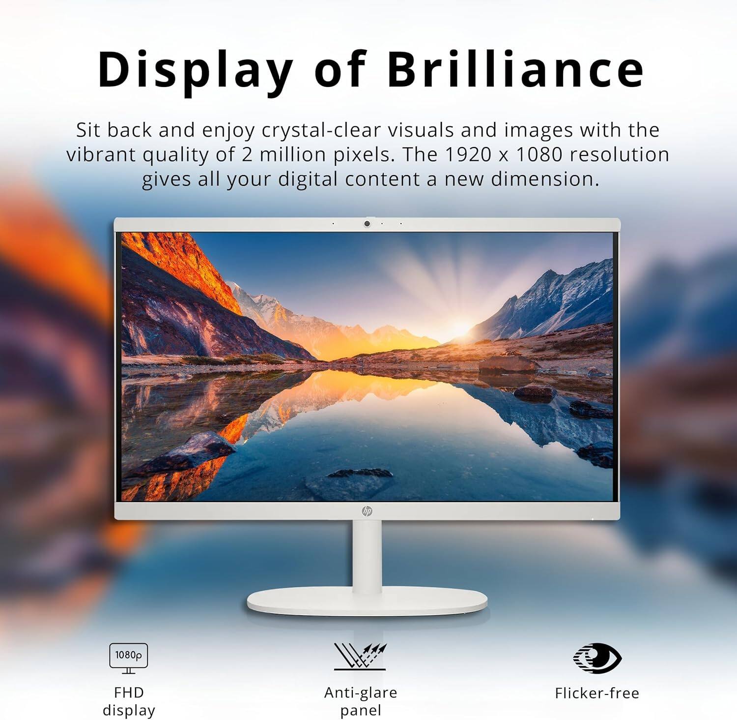 Display of Brilliance

Sit back and enjoy crystal-clear visuals and images with the vibrant quality of 2 million pixels. The 1920 x 1080 resolution gives all your digital content a new dimension.

- 1080p FHD display
- Anti-glare panel
- Flicker-free