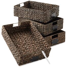 Casafield - Water Hyacinth Pantry Storage Basket Organizer Bins - Espresso - Hyacinth