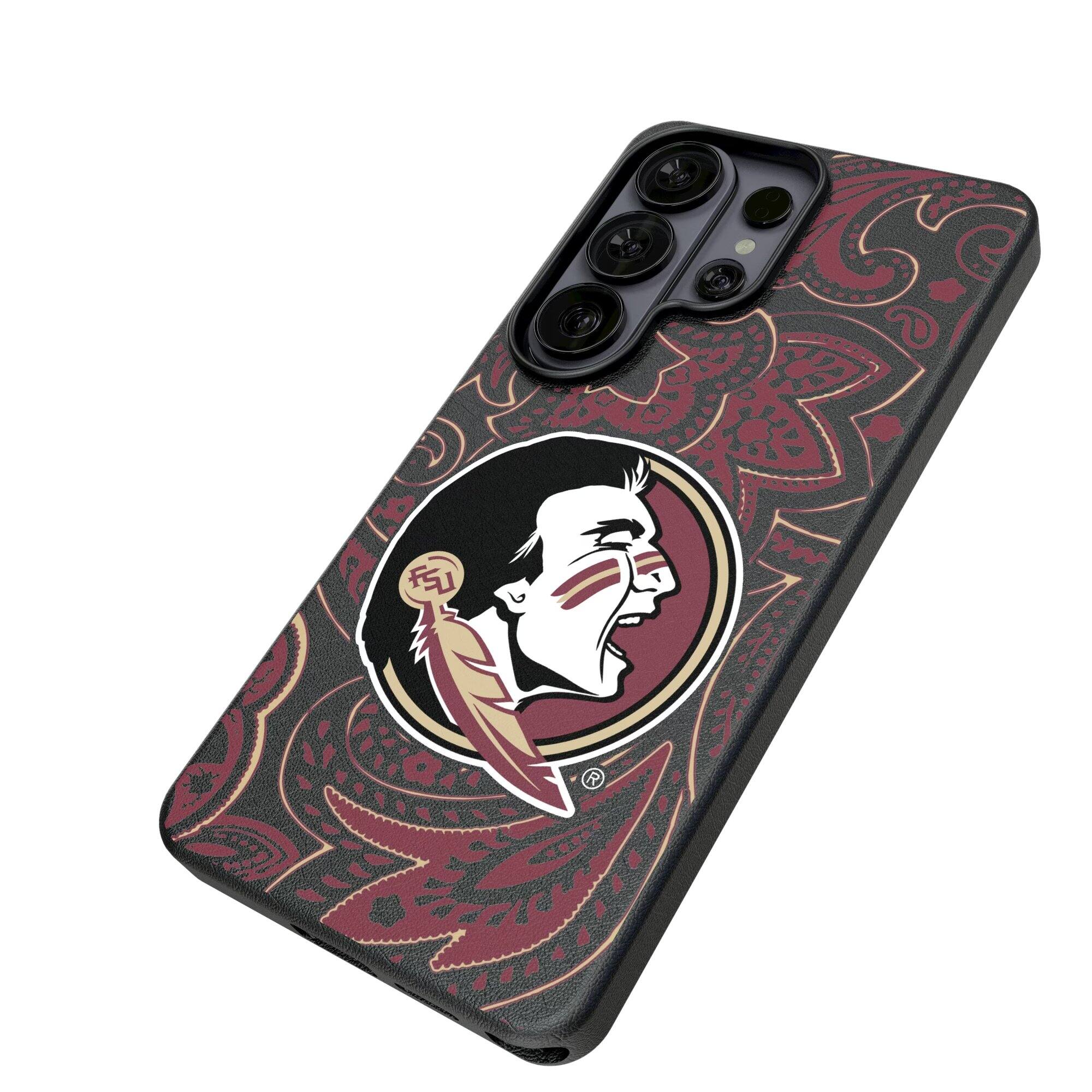 Alt View 1. Keyscaper - Florida State Seminoles Paisley Galaxy Magnetic Bump Case - S24 Ultra - Black.