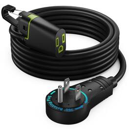 Maximm - 360° Rotating Flat Plug Extension Cord 10 ft, with Removable Hook, 16AWG Indoor Use, UL Certified - Black