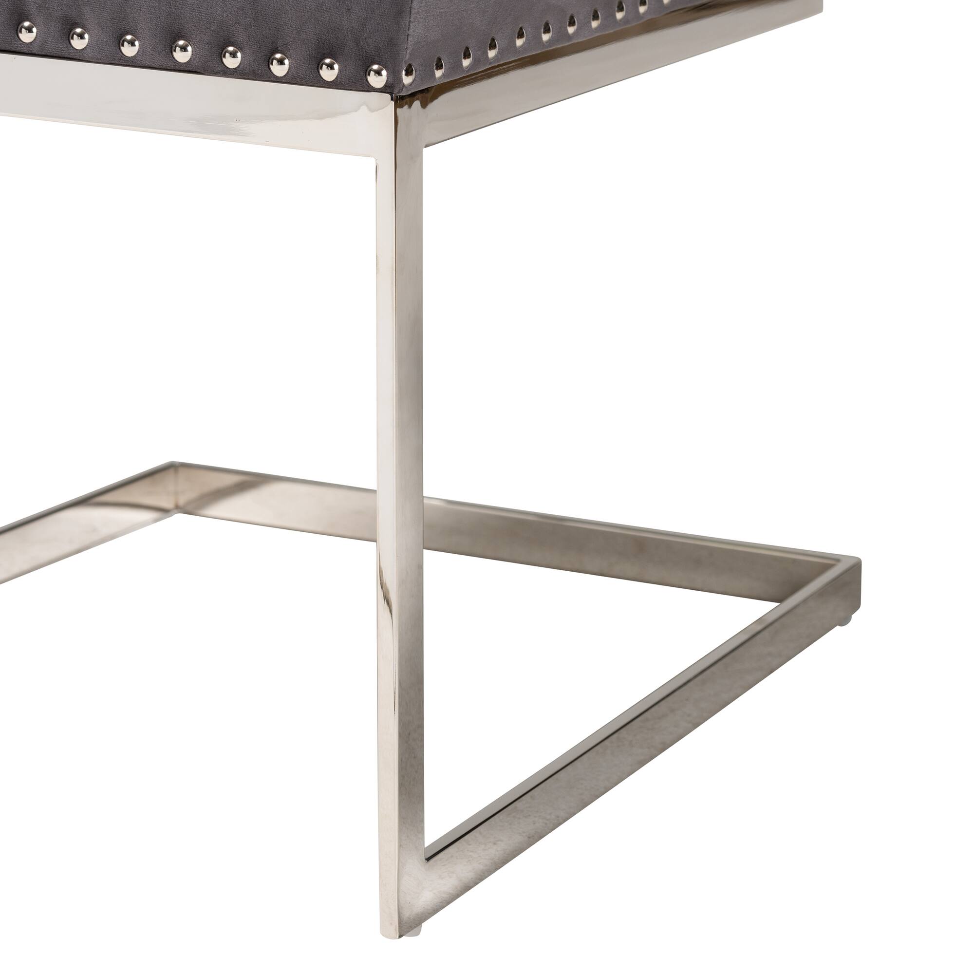 Alt View 1. Baxton Studio - Sherine Contemporary Glam and Luxe Velvet Fabric and Silver Metal 2-Piece Dining Chair Set - Grey/Silver.