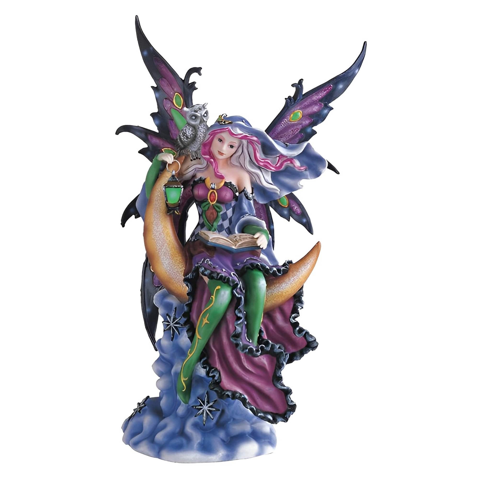 FC Design - 12"H Fairy on The Moon Figurine Statue Office Desk Tabletop Home Decor Gift - Multi-Color