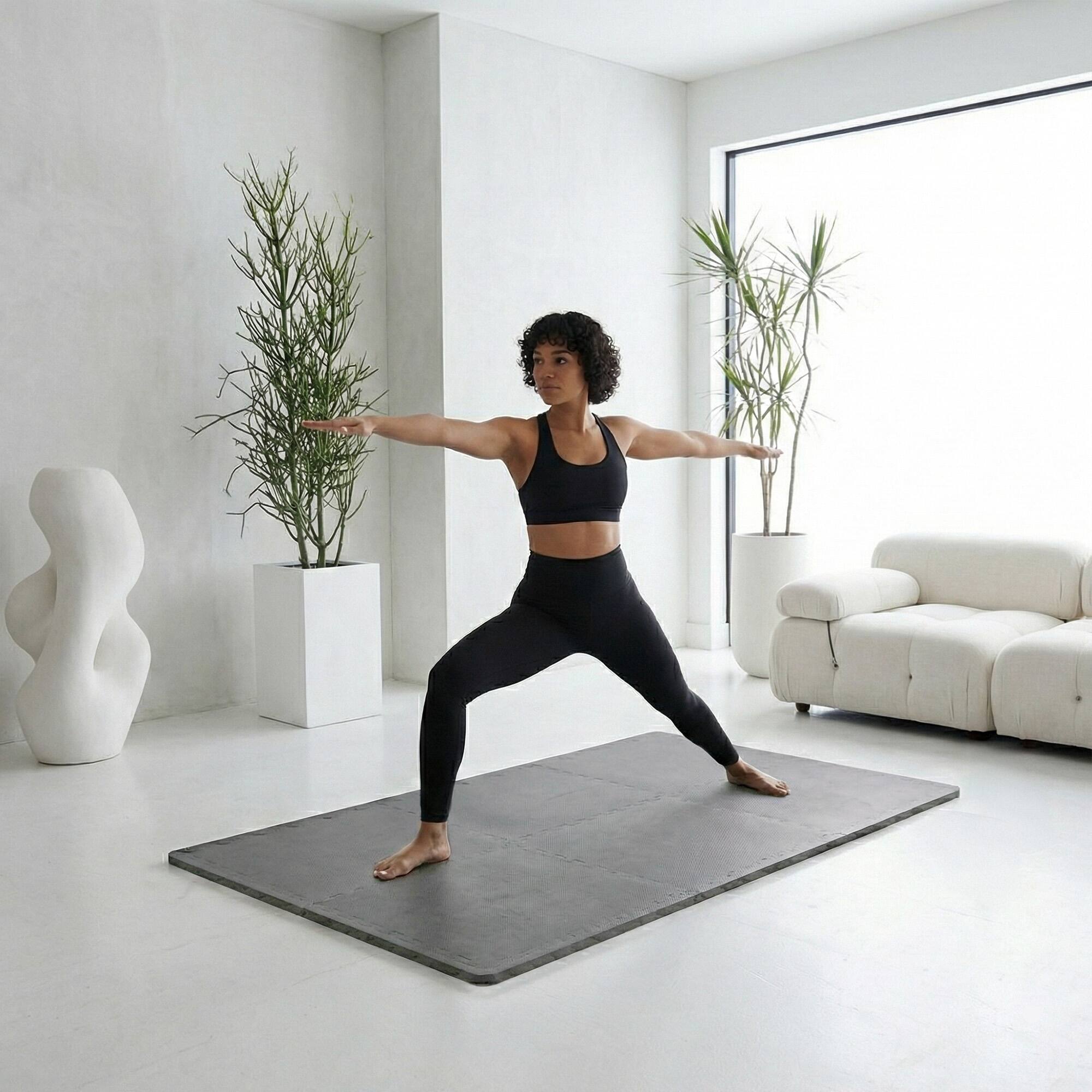 Alt View 3. BalanceFrom Fitness - BalanceFrom Fitness 48 Sq Ft Interlocking EVA Foam Exercise Mat Tiles, Gray - Grey.