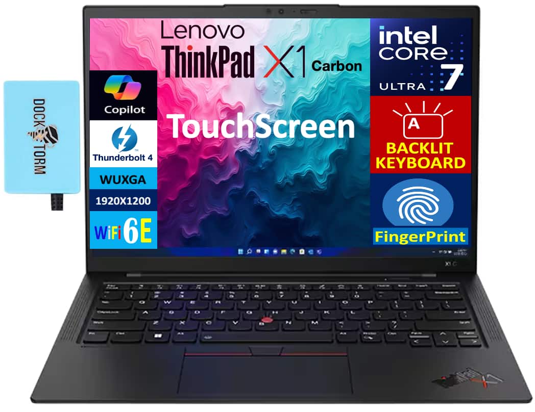 Lenovo - ThinkPad X1 Carbon Laptop 14.0 WUXGA (Intel Ultra 7 155U, 32GB LPDDR5X, 1TB PCIe SSD, Win 11 Pro) w/USB Hub - Black