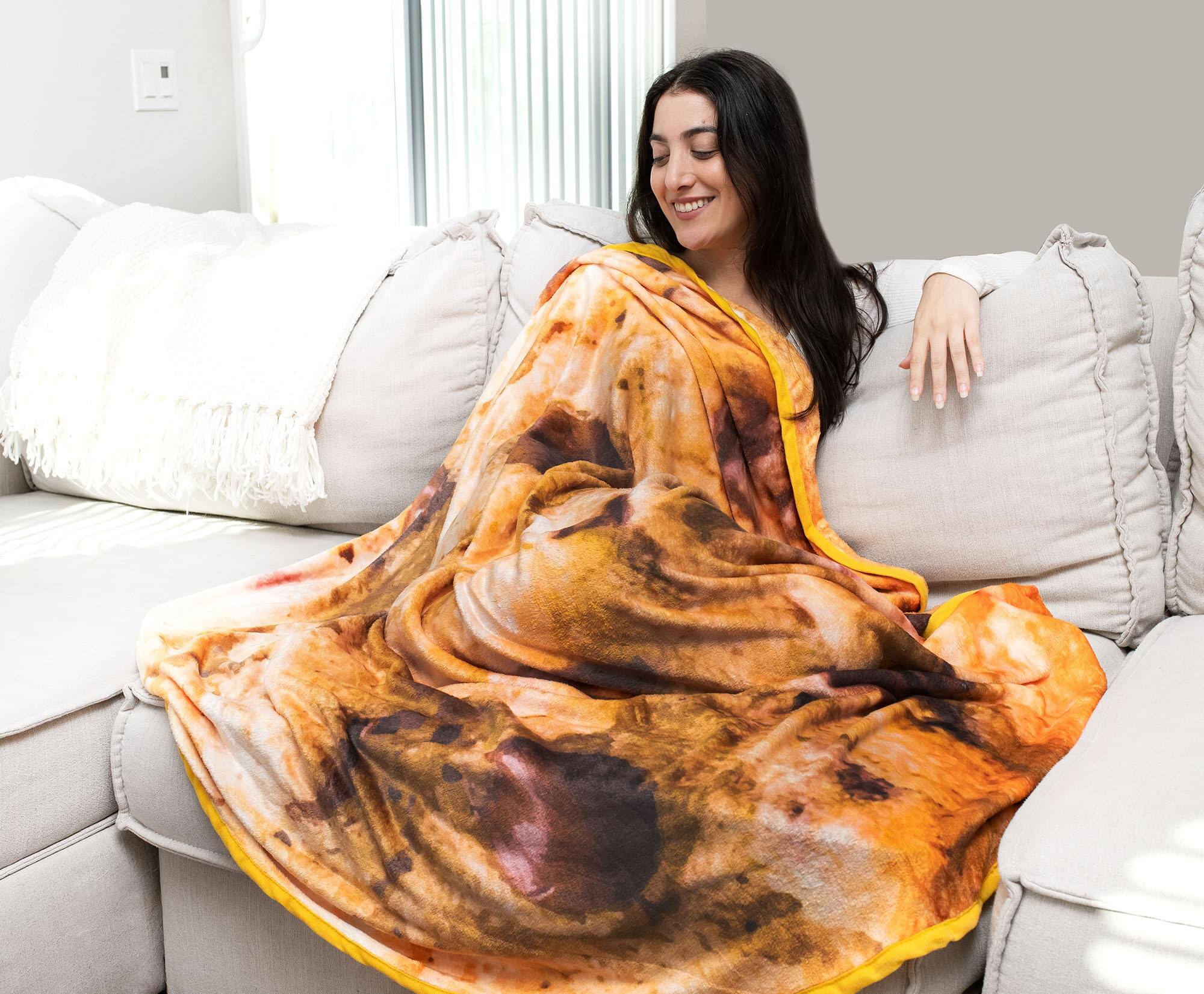 Alt View 4. Toynk - Chocolate Chip Cookie Round Fleece Throw Blanket | 60 Inches - Brown.