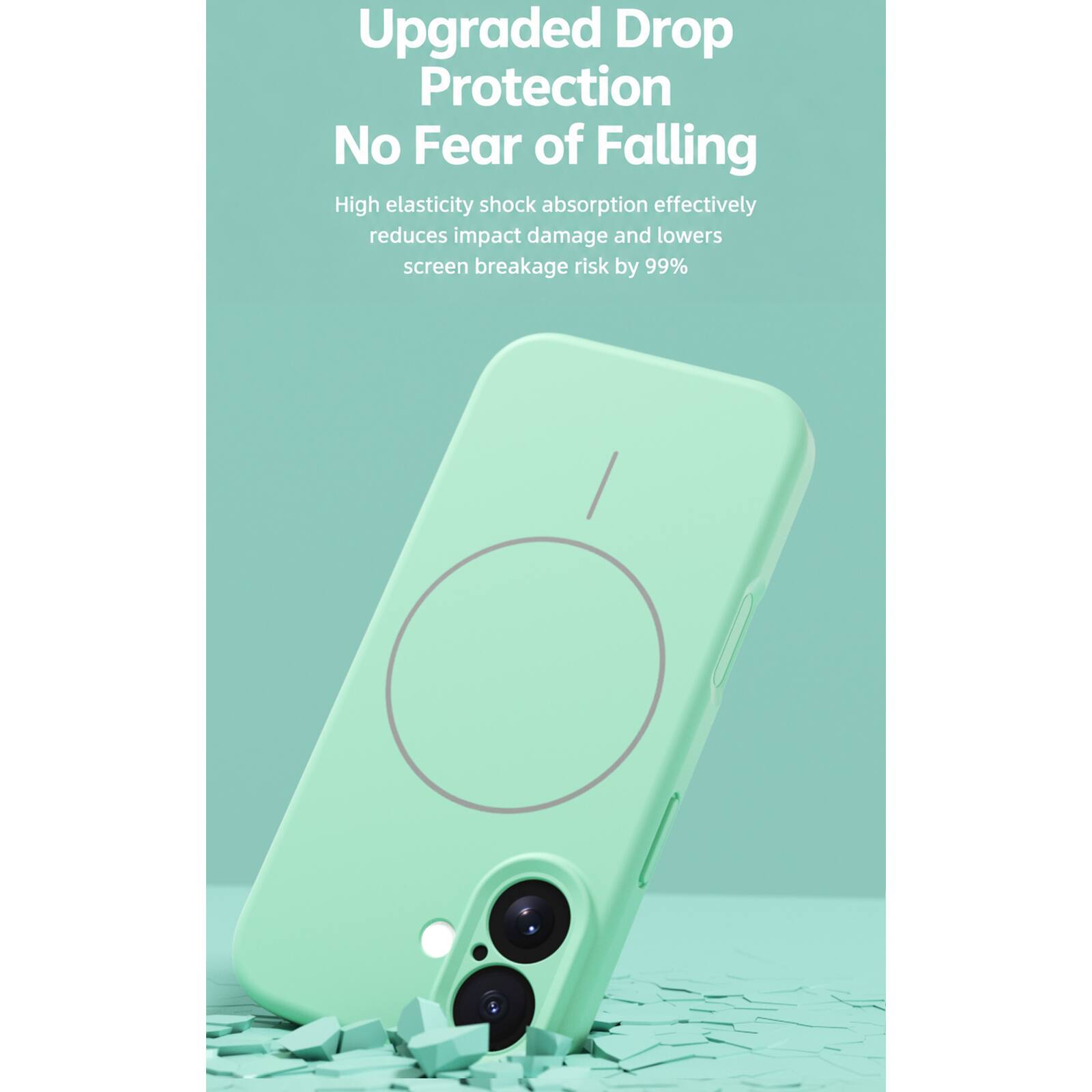 Upgraded Drop Protection  
No Fear of Falling  

High elasticity shock absorption effectively reduces impact damage and lowers screen breakage risk by 99%