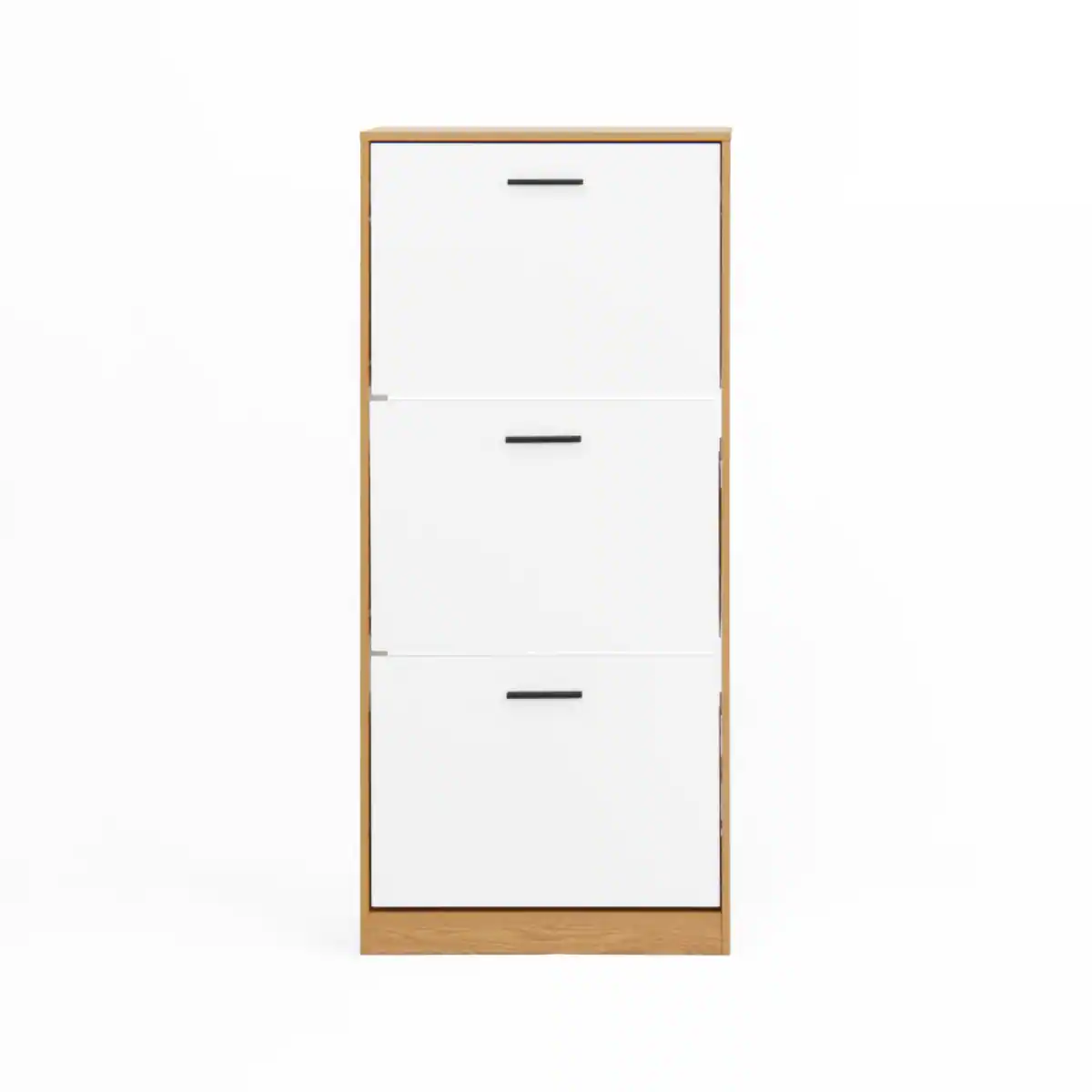 Front. Halitaa - Shoe Storage Cabinet with 3 White Panel Flip Drawers,Freestanding Organizer for Entryway,Narrow Shoe Rack Cabinet - Light Brown.