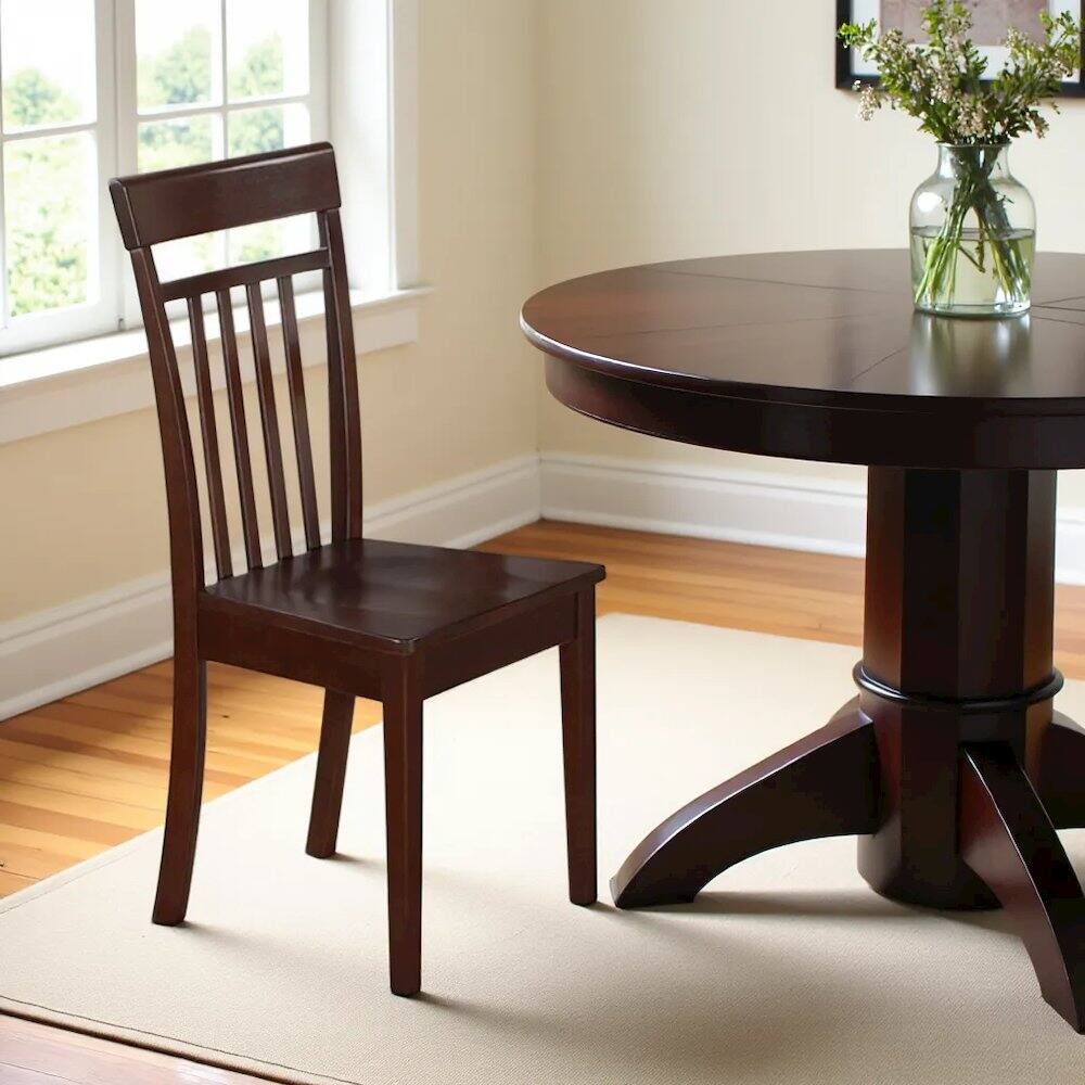 Left. FurniFact - Elegant Wooden Dining Chairs – Slatted Back - Mahogany.