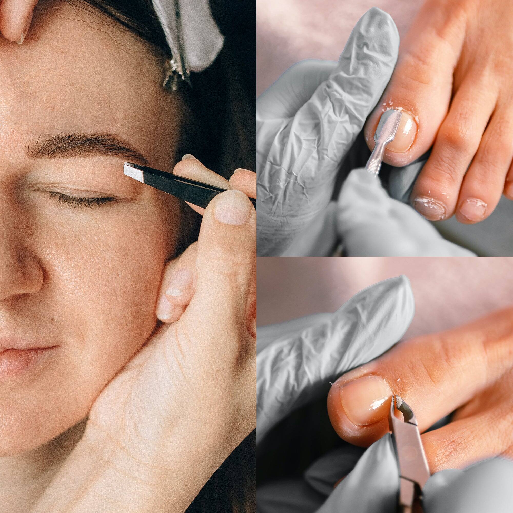 Left. Pursonic - Precision Perfection Bundle: Slant Tip Tweezer + Salon-Grade Nail Care Kit - Multicolor.