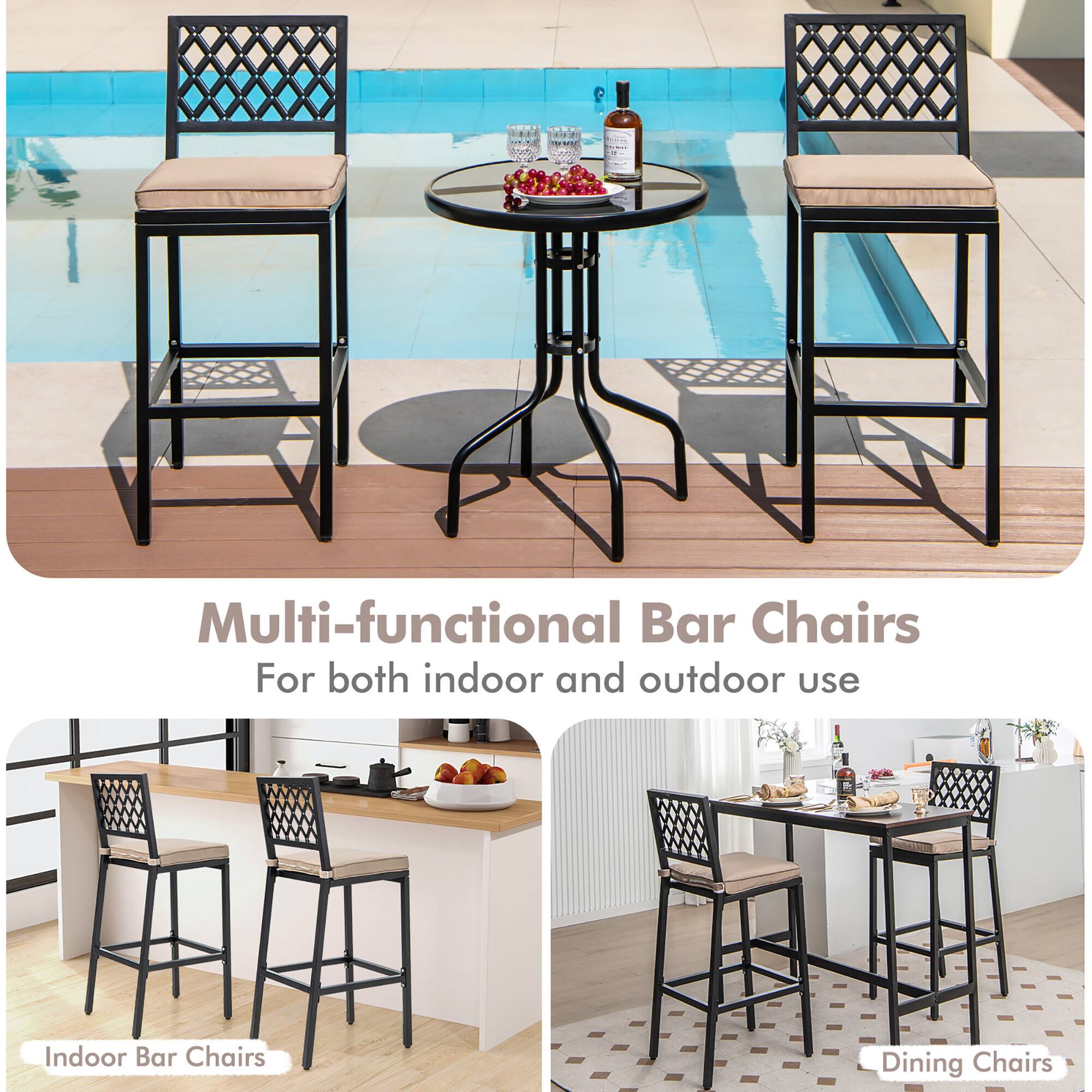 Multi-functional Bar Chairs: For both indoor and outdoor use.
Indoor Bar Chairs: For both indoor and outdoor use.
Dining Chairs: For both indoor and outdoor use.