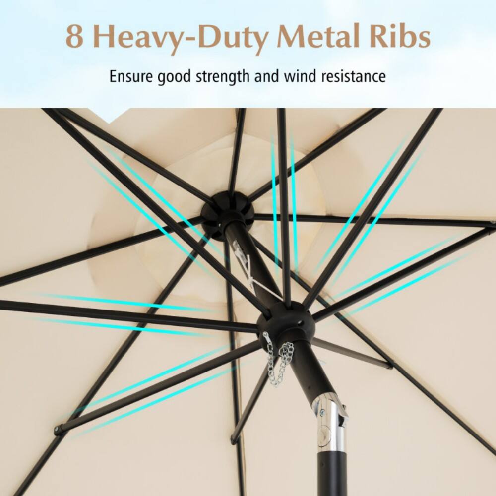 8 Heavy-Duty Metal Ribs  
Ensure good strength and wind resistance