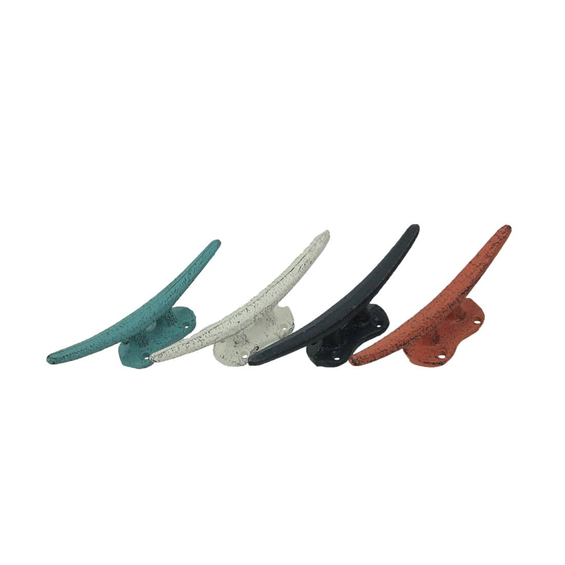 Alt View 5. Zeckos - Set of 4 Colorful Coral Coastal Cast Iron Cleat Wall Hooks/Drawer Pulls Decor - Coral.