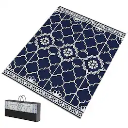 Outsunny - Outdoor Rug Carpet with LED Lights - Dark blue