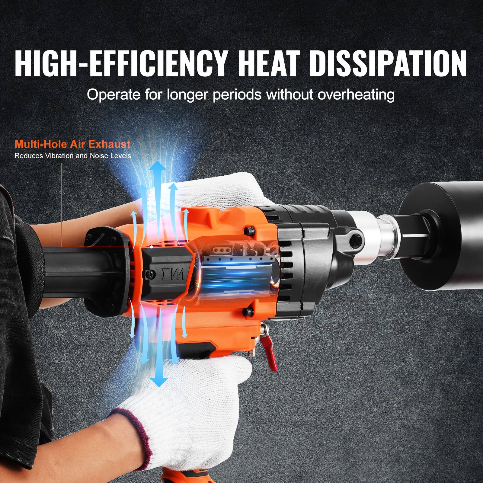 HIGH-EFFICIENCY HEAT DISSIPATION  
Operate for longer periods without overheating

Multi-Hole Air Exhaust  
Reduces Vibration and Noise Levels