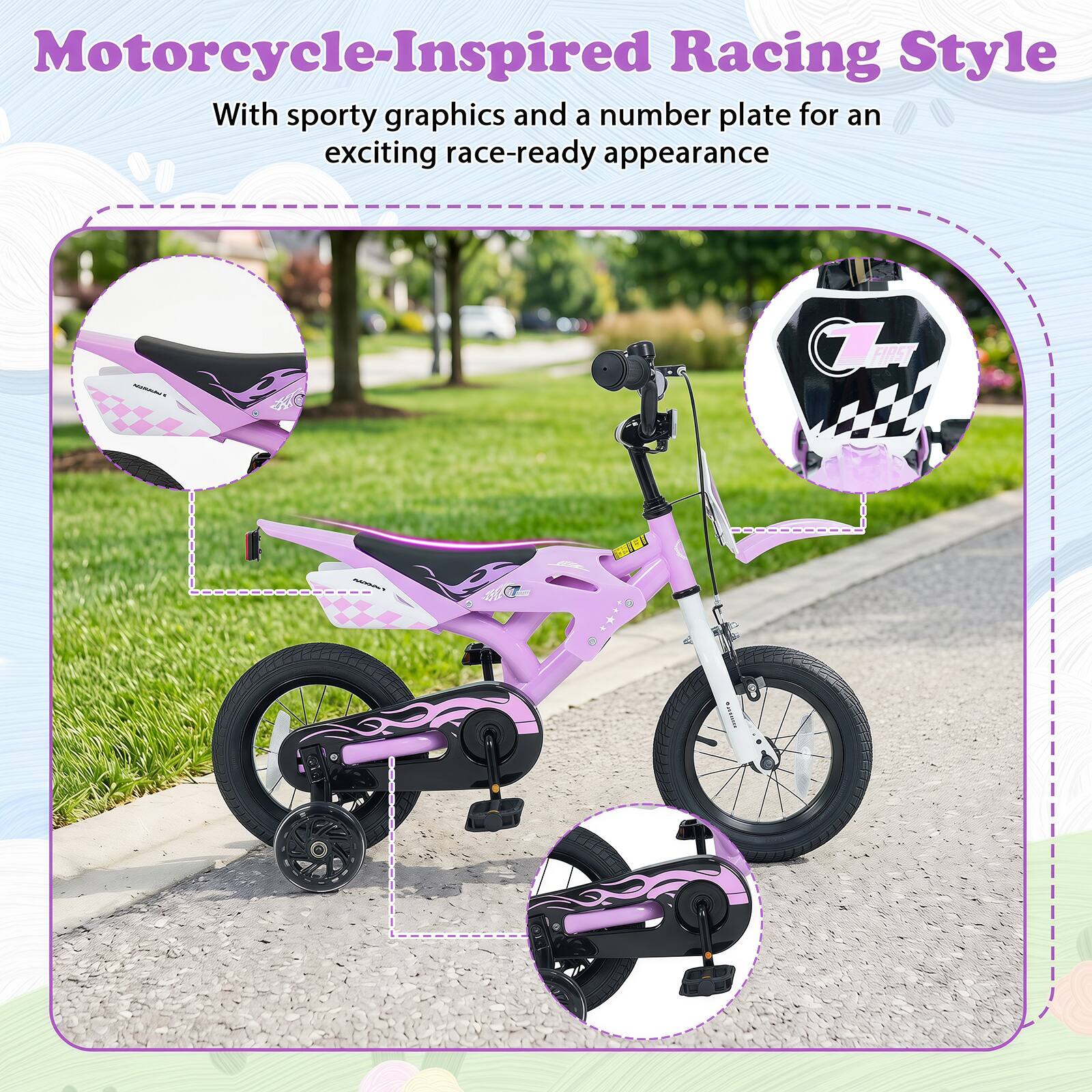 Motorcycle-Inspired Racing Style

With sporty graphics and a number plate for an exciting race-ready appearance