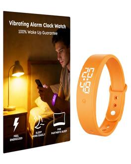 PRIMEPLUS - Vibrating Alarm Watch for Heavy Sleepers, Silent Wake Bracelet, NonAudible Sleep Band for Men & Women - Orange - (2026)