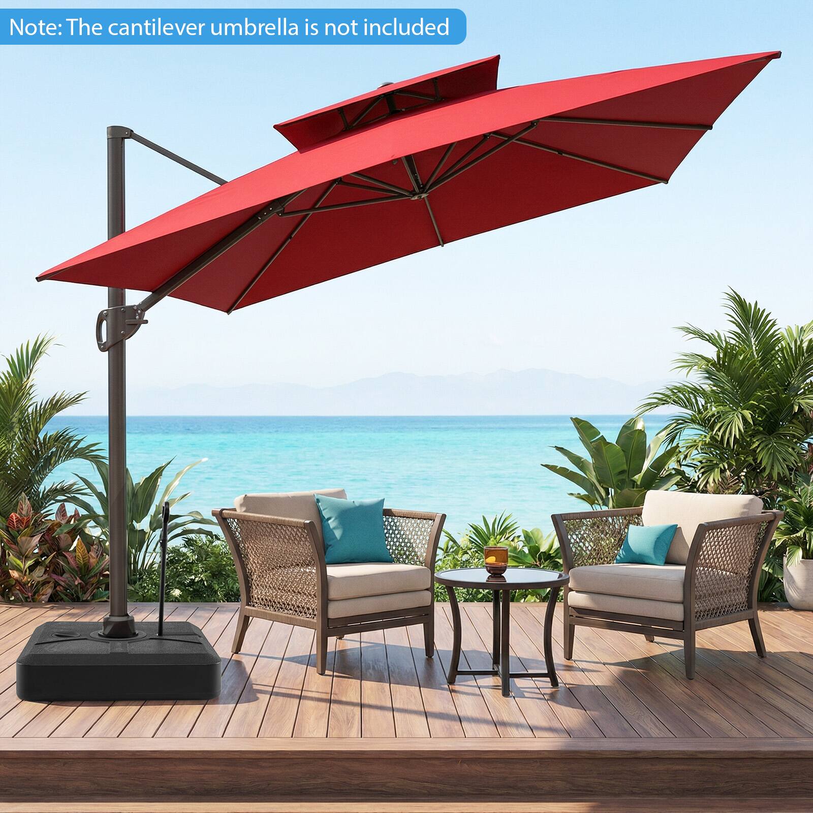 Note: The cantilever umbrella is not included