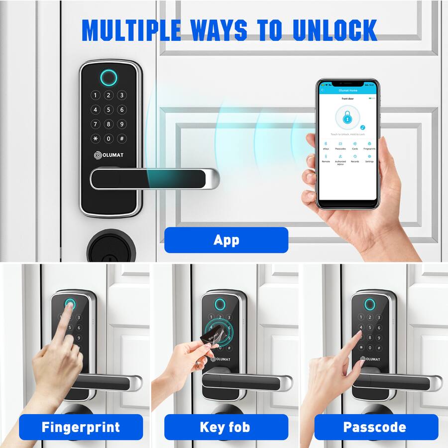Olumat Fingerprint Smart Door Lock | Keyless Entry with Keypad, App ...