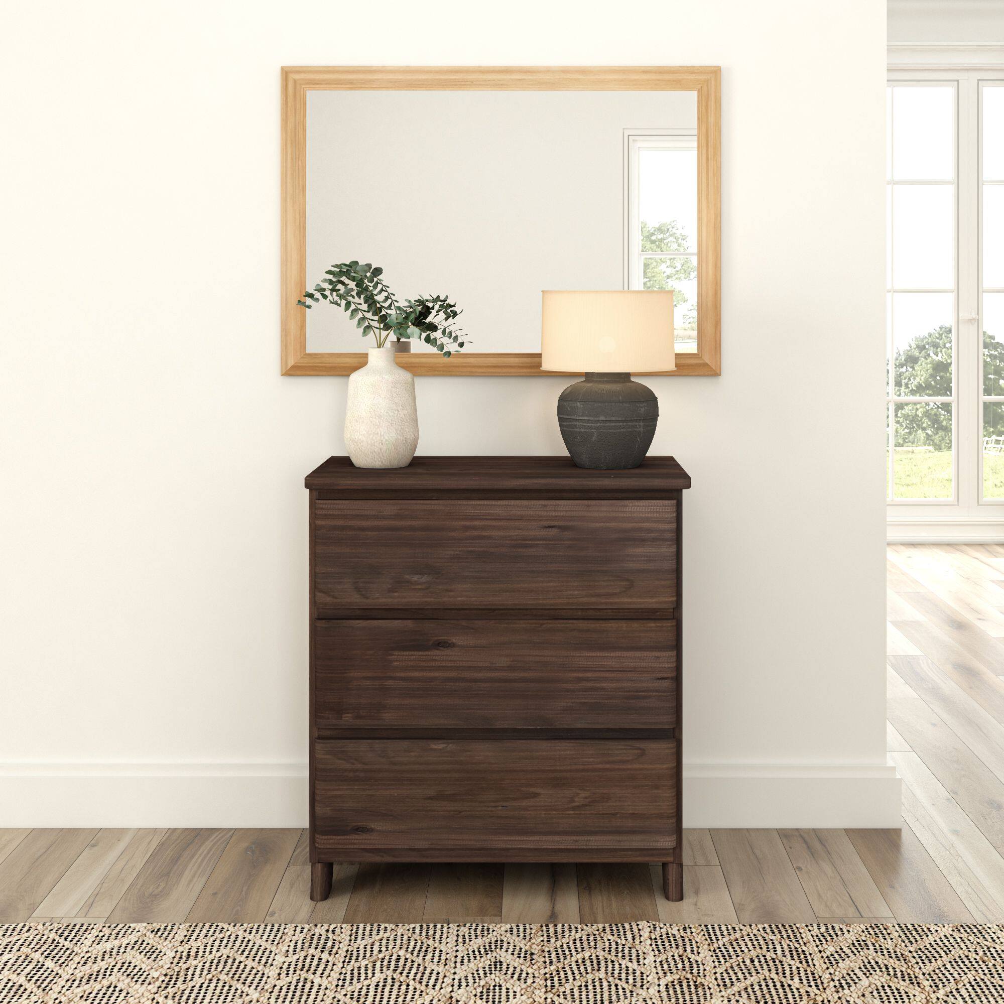 Alt View 1. Plank+Beam - Plank+Beam Modern Farmhouse 3 Drawer Dresser, Barnwood Brown - Barnwood Brown.