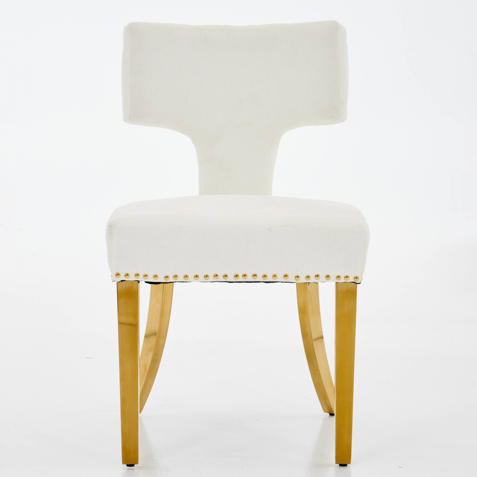 Angle. GOODSILO - Modern Upholstered Dining Chairs Set of 2 with Curved Backrest and Stainless Steel Legs - Beige.