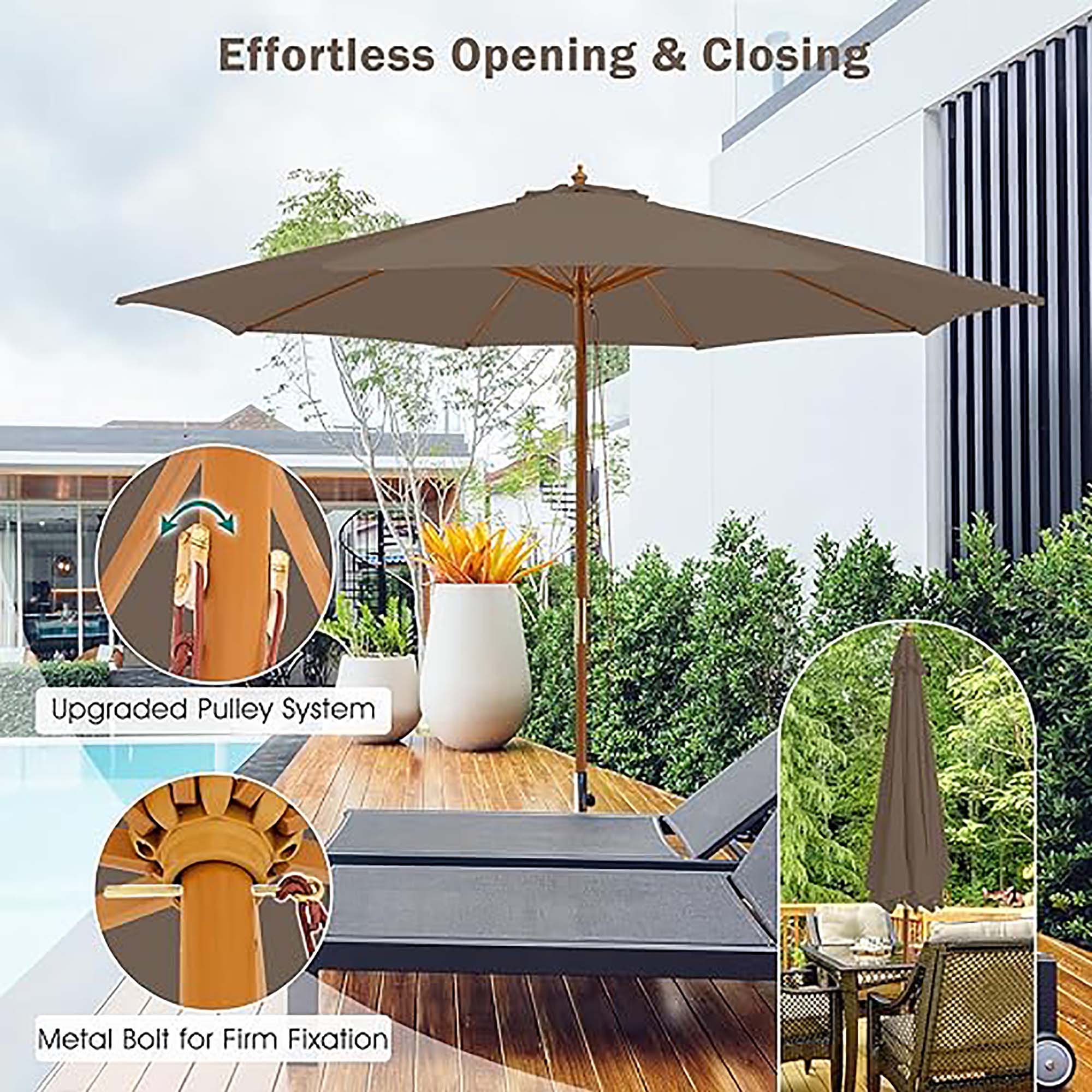 Effortless Opening & Closing, Upgraded Pulley System, Metal Bolt for Firm Fixation