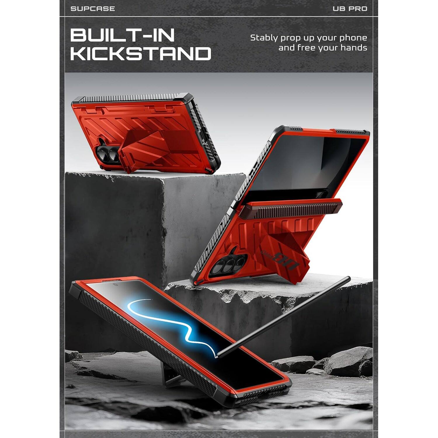 SUPCASE UB PRO BUILT-IN KICKSTAND Stably prop up your phone and free your hands