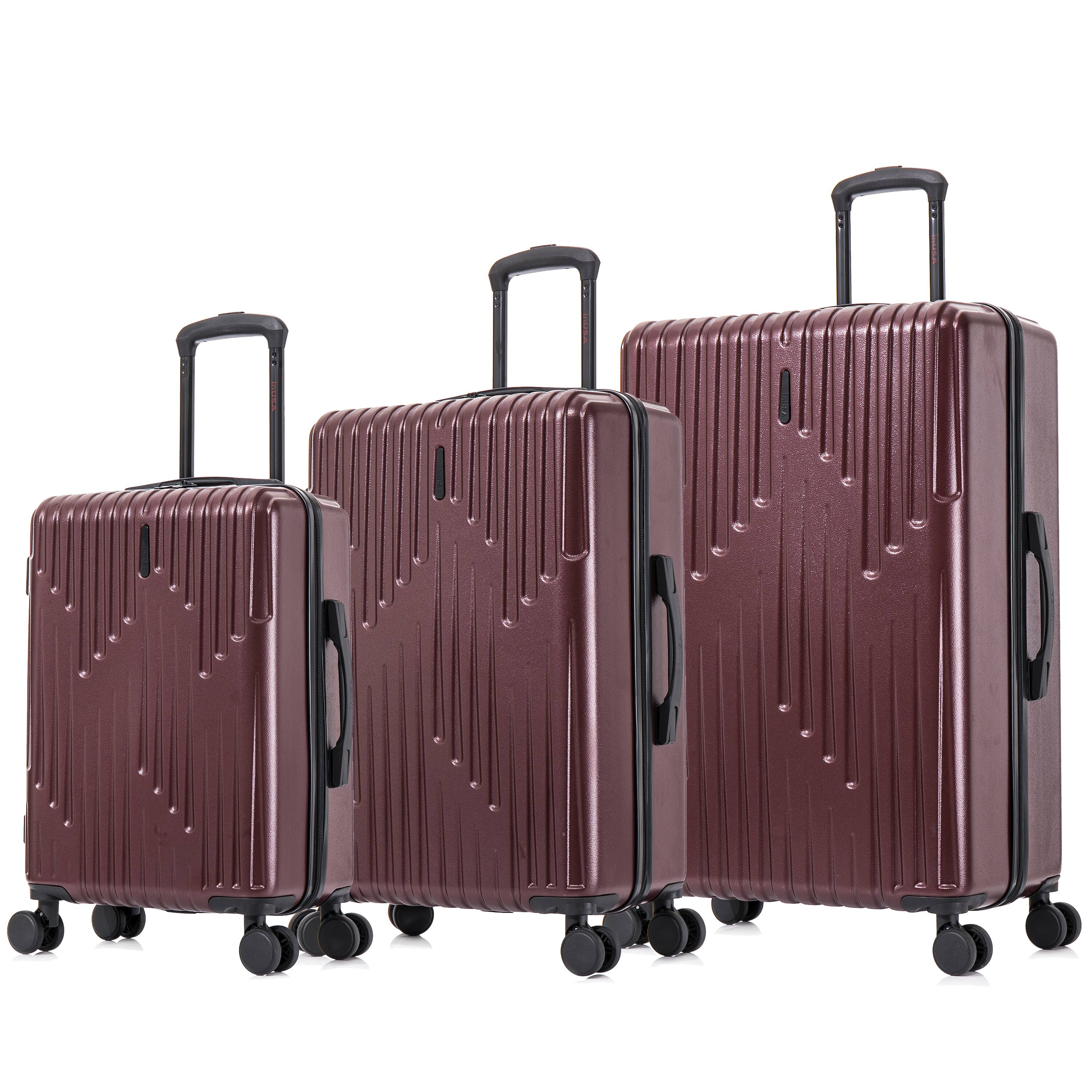 Angle. InUSA - Drip lightweight hardside spinner 3 Piece Luggage Set  20"/24"/28" - WINE.