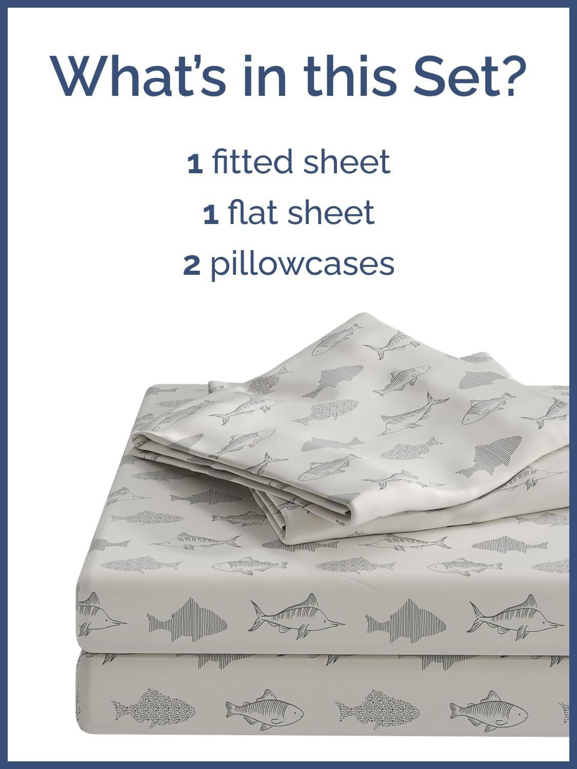 What's in this Set?  
1 fitted sheet  
1 flat sheet  
2 pillowcases
