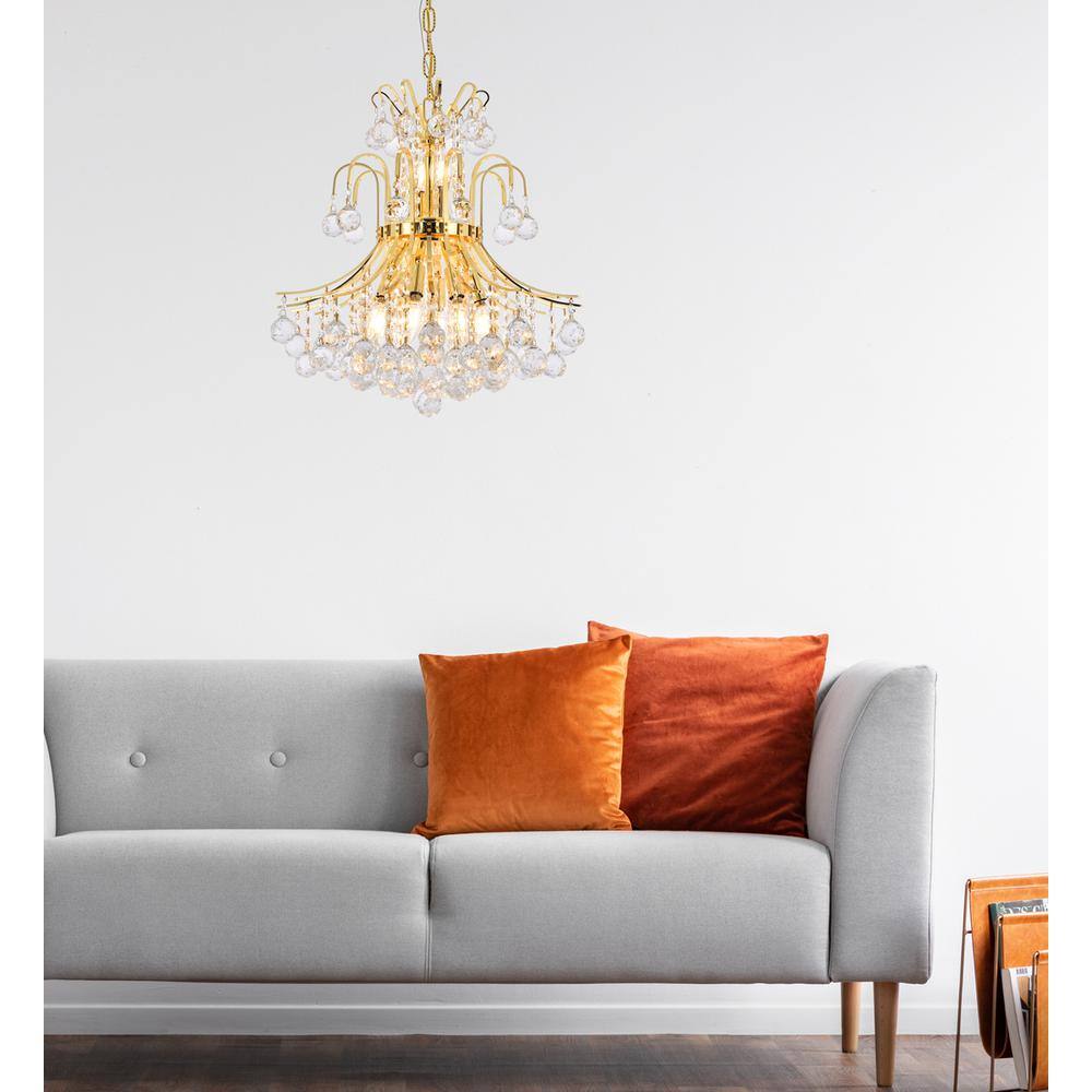 Left. Elegant Lighting - Toureg 10 light Gold Pendant Clear Royal Cut Crystal - Gold.