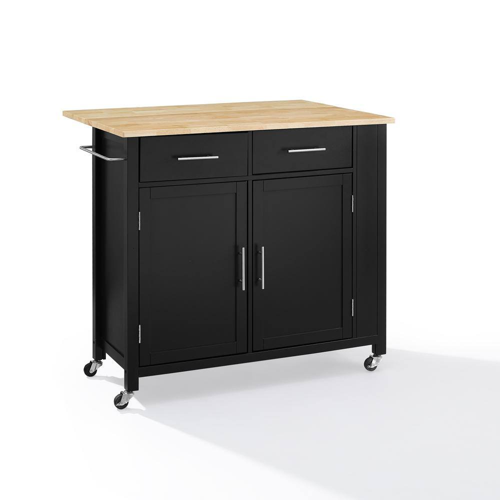 Alt View 4. Crosley Furniture - Savannah Wood Top Drop Leaf Kitchen Island/Cart - Black.