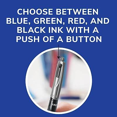 CHOOSE BETWEEN BLUE, GREEN, RED, AND BLACK INK WITH A PUSH OF A BUTTON
