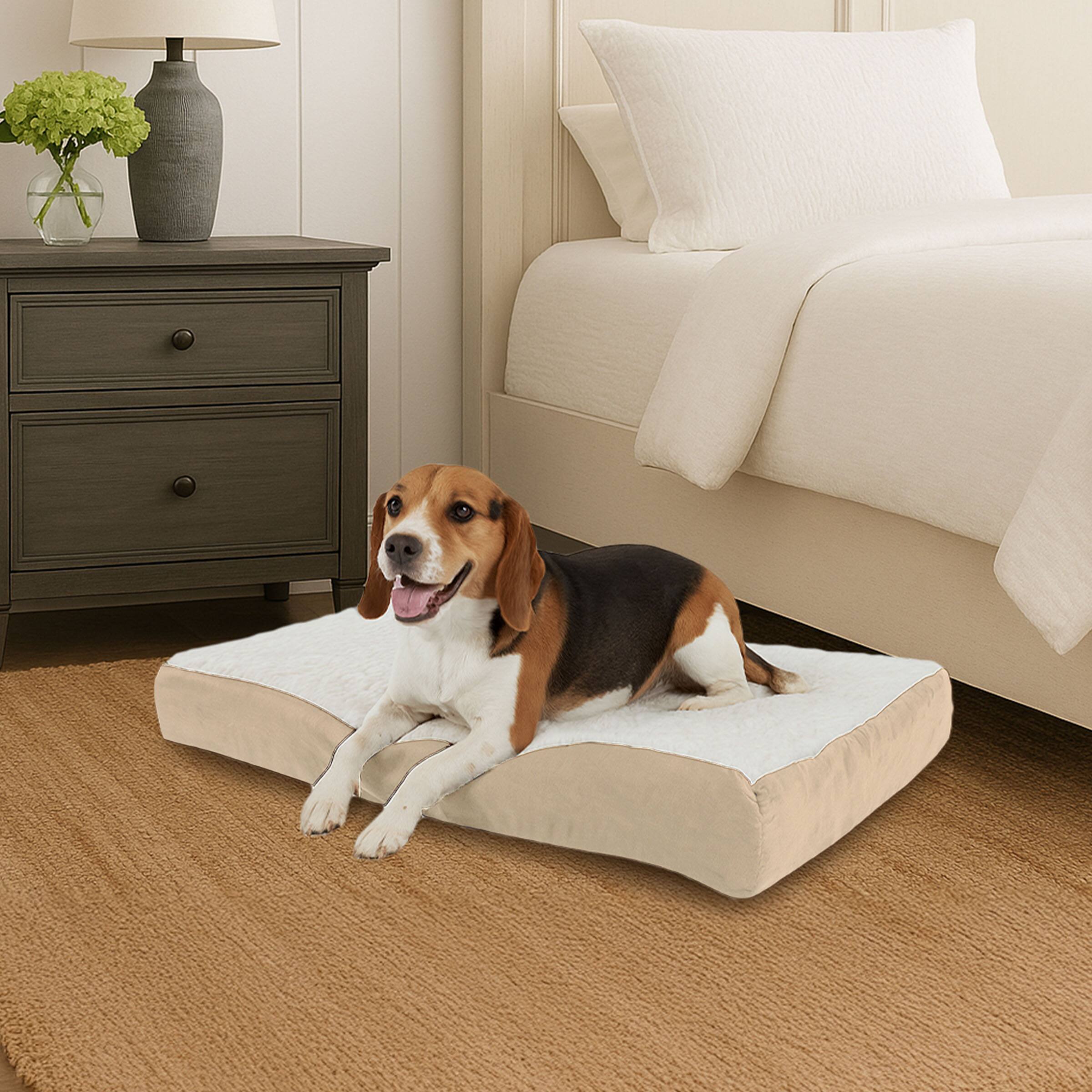 Alt View 7. PetMaker - Orthopedic Dog Bed 2-Layer Memory Foam Crate Mat for Medium Dogs Up to 45lbs with Machine Washable Sherpa Cover 30x20.5 - Tan.