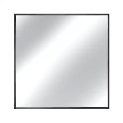 Front. Boyel Living - 36 x 36 in Rectangle Square Right-Angle Mirror with Matte Black Aluminum Frame.