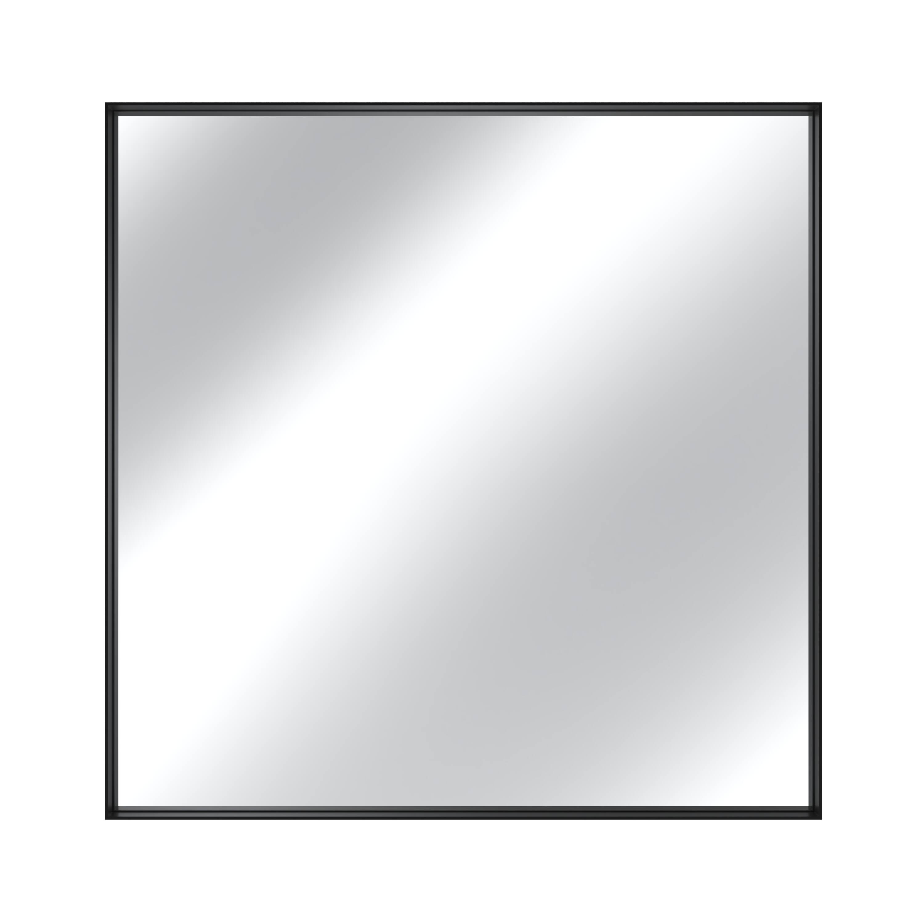 Front. Boyel Living - 36 x 36 in Rectangle Square Right-Angle Mirror with Matte Black Aluminum Frame.